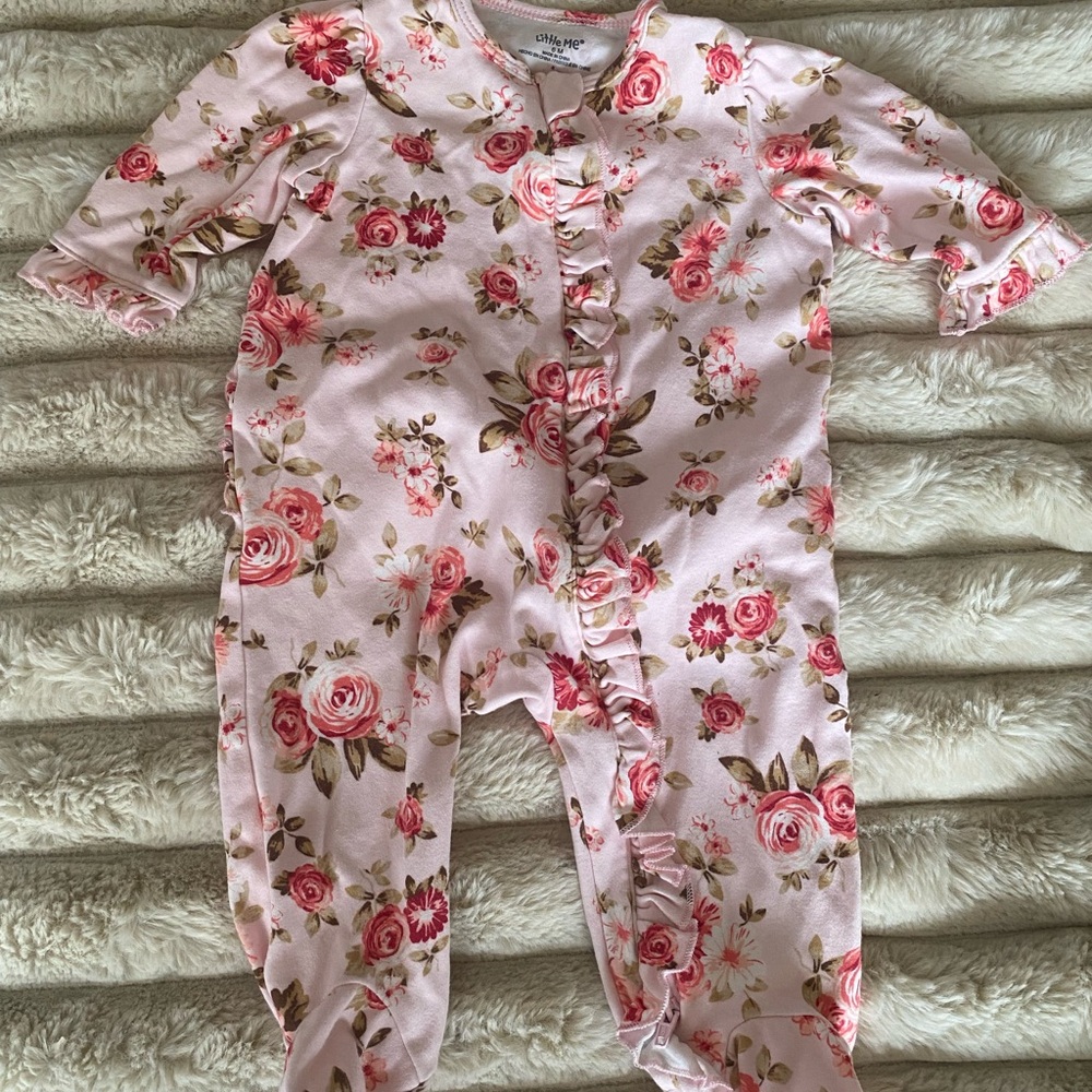 Little Me Pink Floral Footie Sleeper